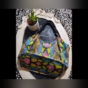 Multicolored Faux Snake Skin Purse